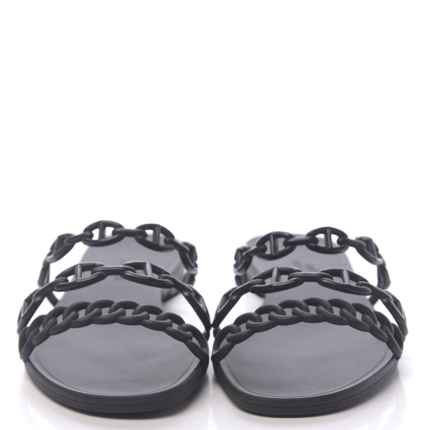 Hermes Rubber Chaine d'Ancre Rivage Sandals 37 Black 2 of 7