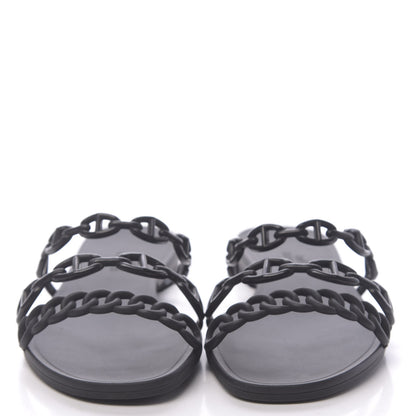 Hermes Rubber Chaine d'Ancre Rivage Sandals 37 Black 2 of 7