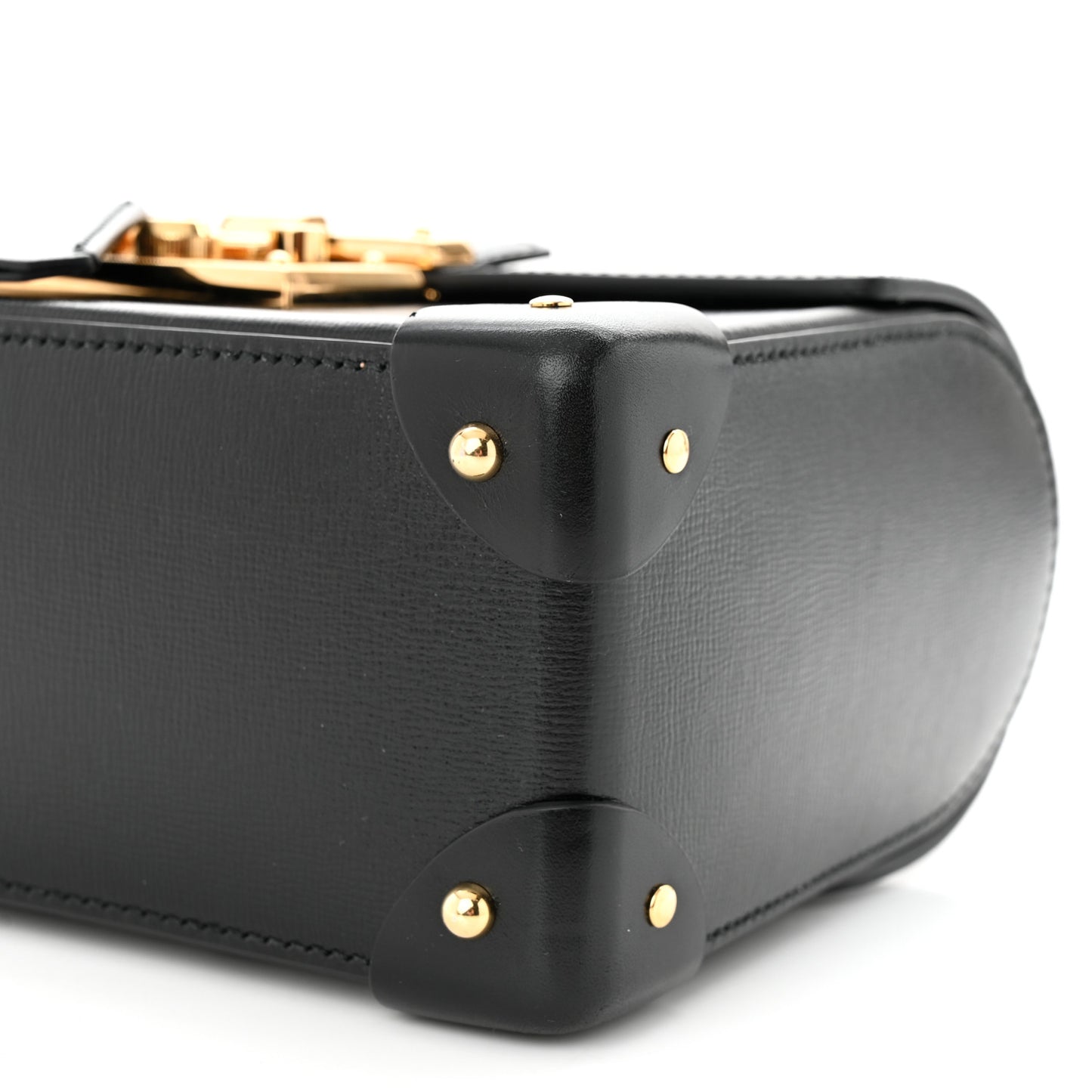 Calfskin Small Padlock Bamboo Shoulder Bag Black
