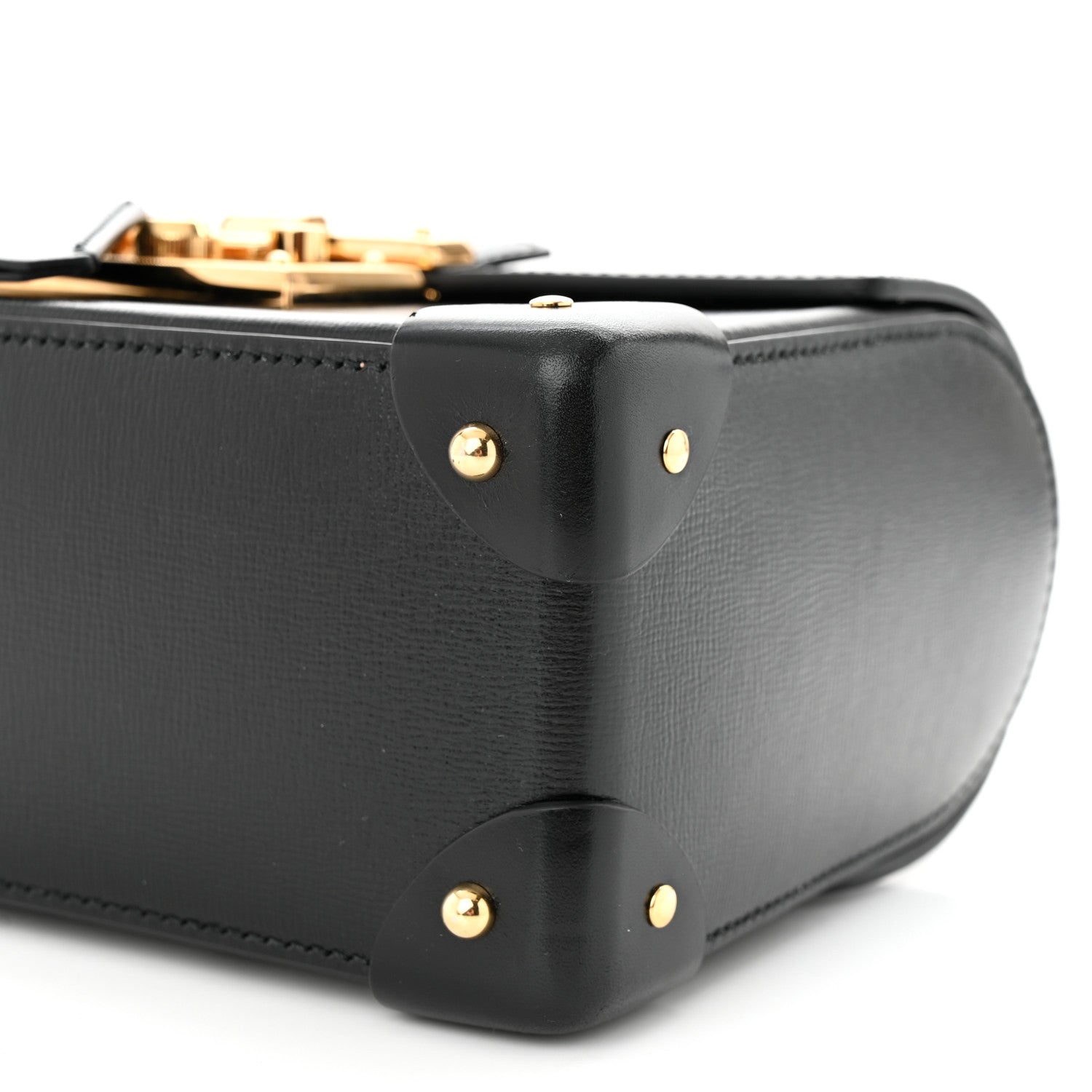 Gucci Calfskin Small Padlock Bamboo Shoulder Bag Black 10 of 10