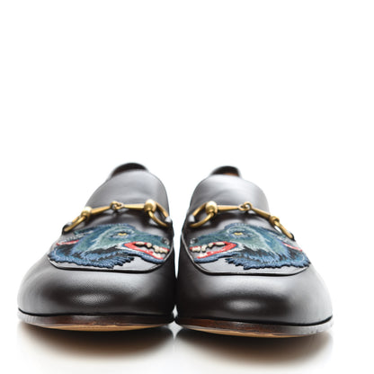 Gucci Lambskin Wolf Embroidered Mens Brixton Horsebit Loafers 14 Cocoa 2 of 10
