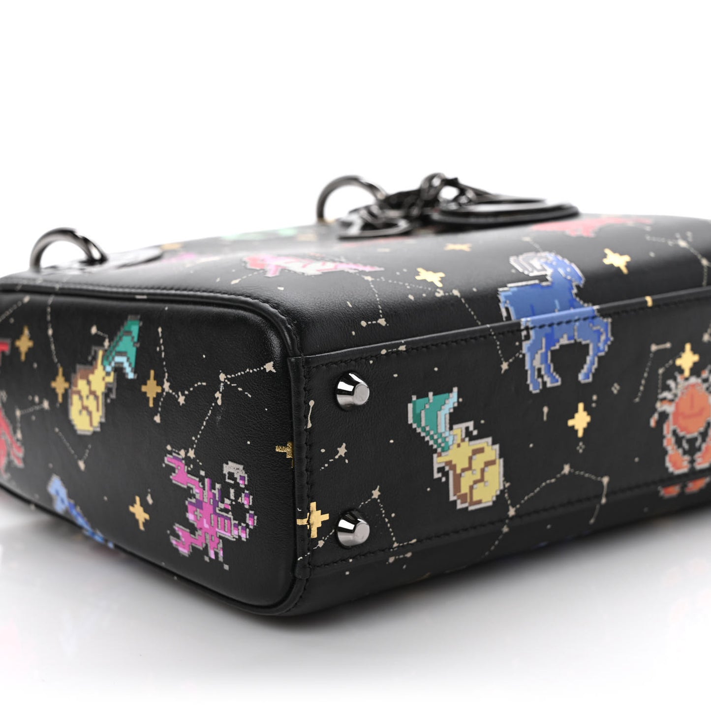 Calfskin Pixel Zodiac Mini Lady Dior Black Multicolor