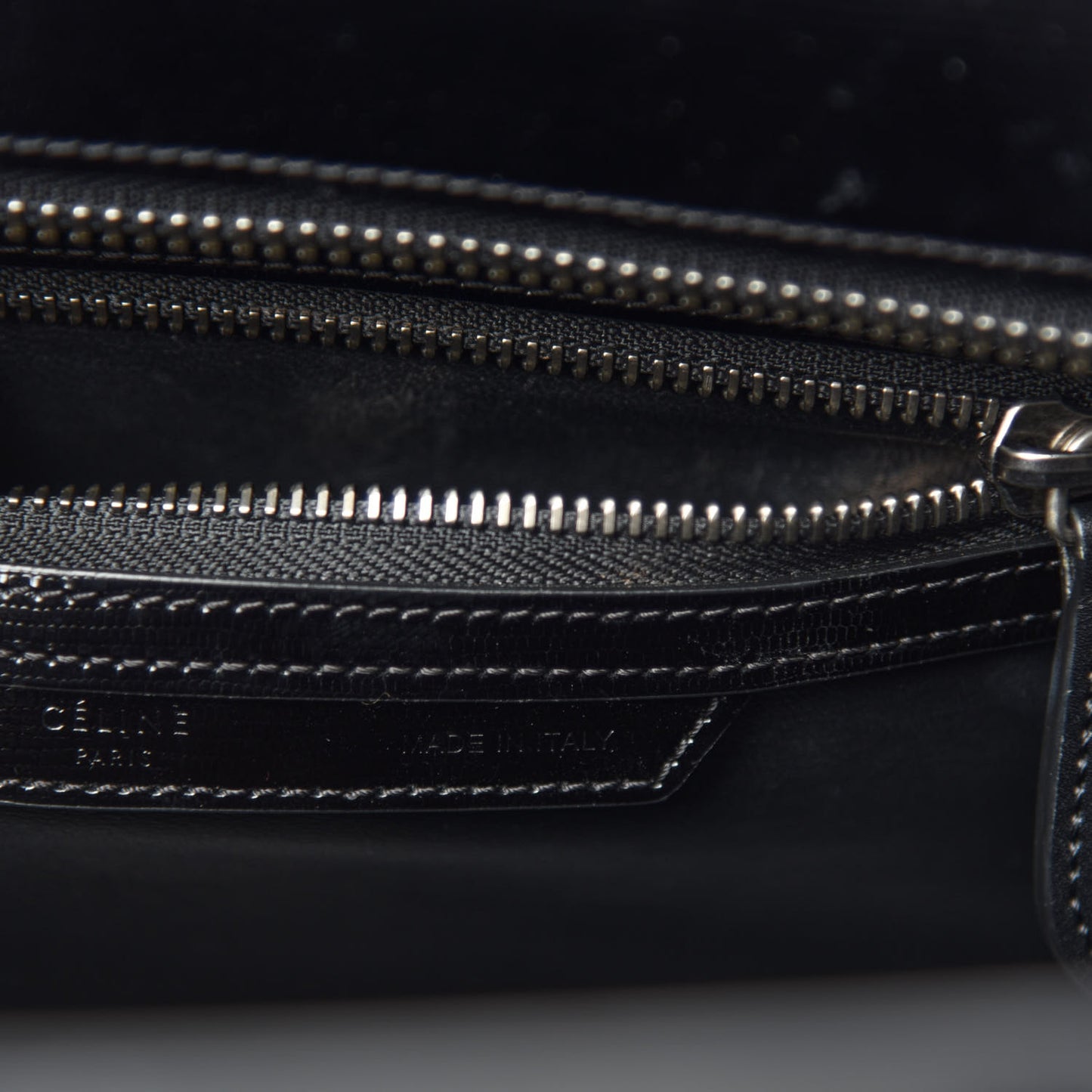 Sleek Calfskin Micro Bi-Color Luggage Black White