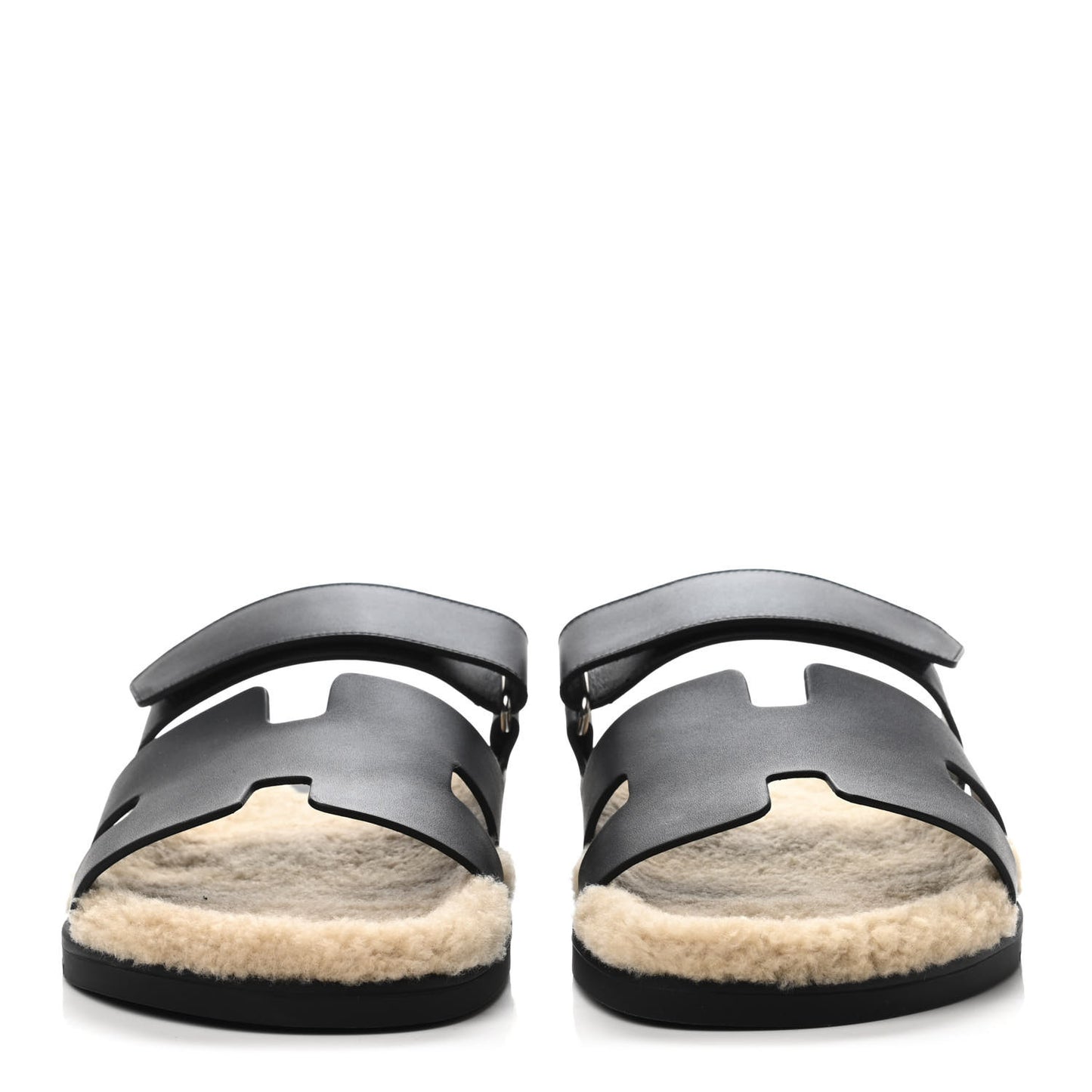 Calfskin Woolskin Mens Chypre Sandals 43 Black Ecru