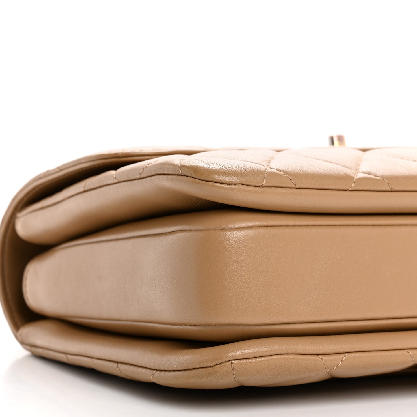 Lambskin Quilted Medium Trendy CC Flap Dual Handle Bag Camel