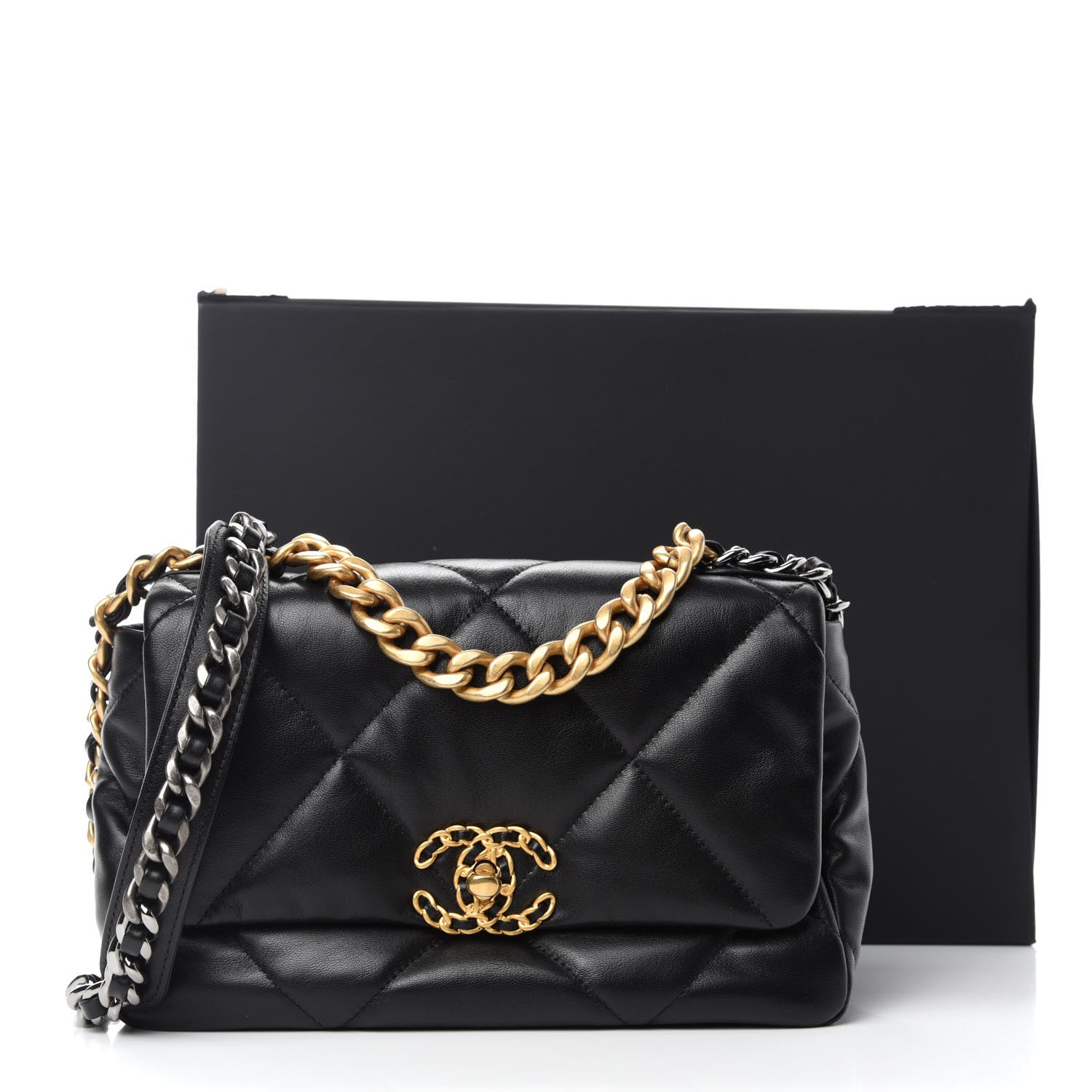 Chanel Goatskin Quilted Medium Chanel 19 Flap Black 11 of 11