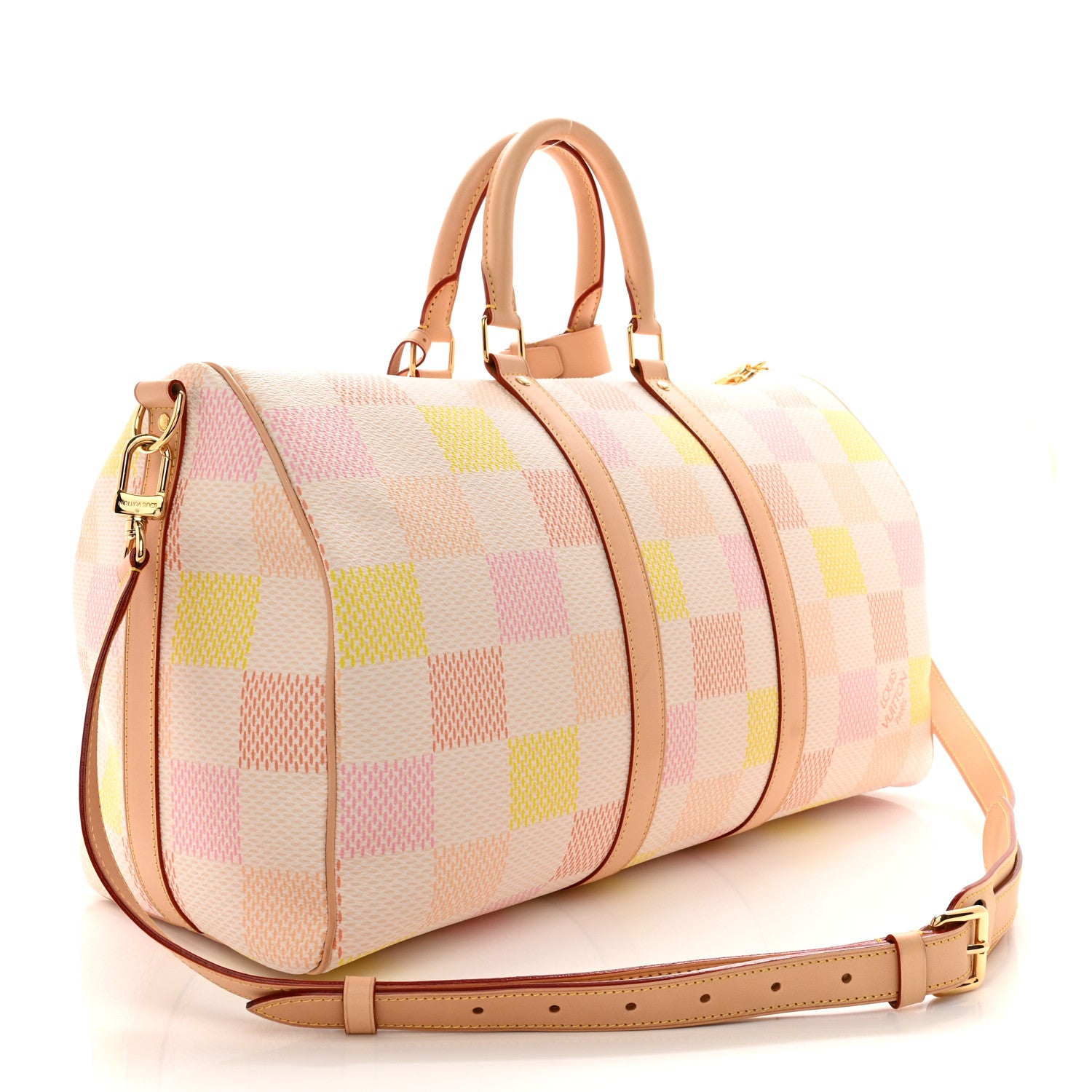 Louis Vuitton LOUIS VUITTON Calfskin Damier Keepall Bandouliere 45 Peach 2 of 14