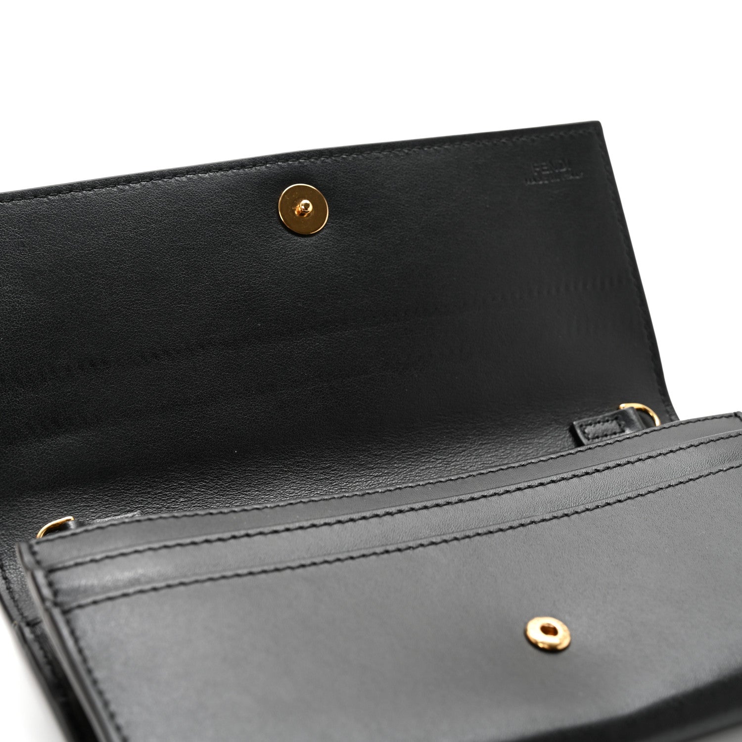 Fendi Vitello Liberty Century Lucido By The Way Continental Wallet On Chain Black 8 of 9