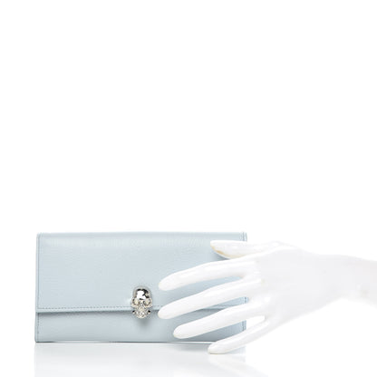 Alexander McQueen Calfskin Skull Continental Wallet Duck Egg 2 of 11