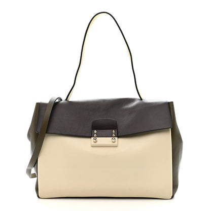 Valentino Garavani Calfskin Colorblock Mime Single Handle Bag Cream Burgundy Multicolor 1 of 11