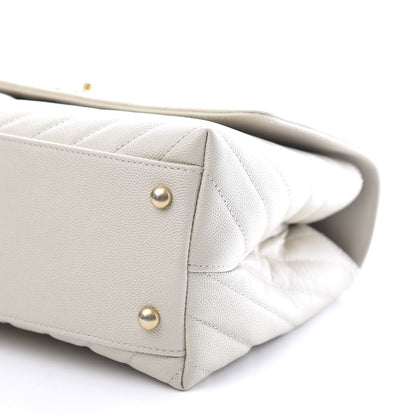 Chanel Caviar Lizard Chevron Quilted Small Coco Handle Flap Ivory 6 of 11