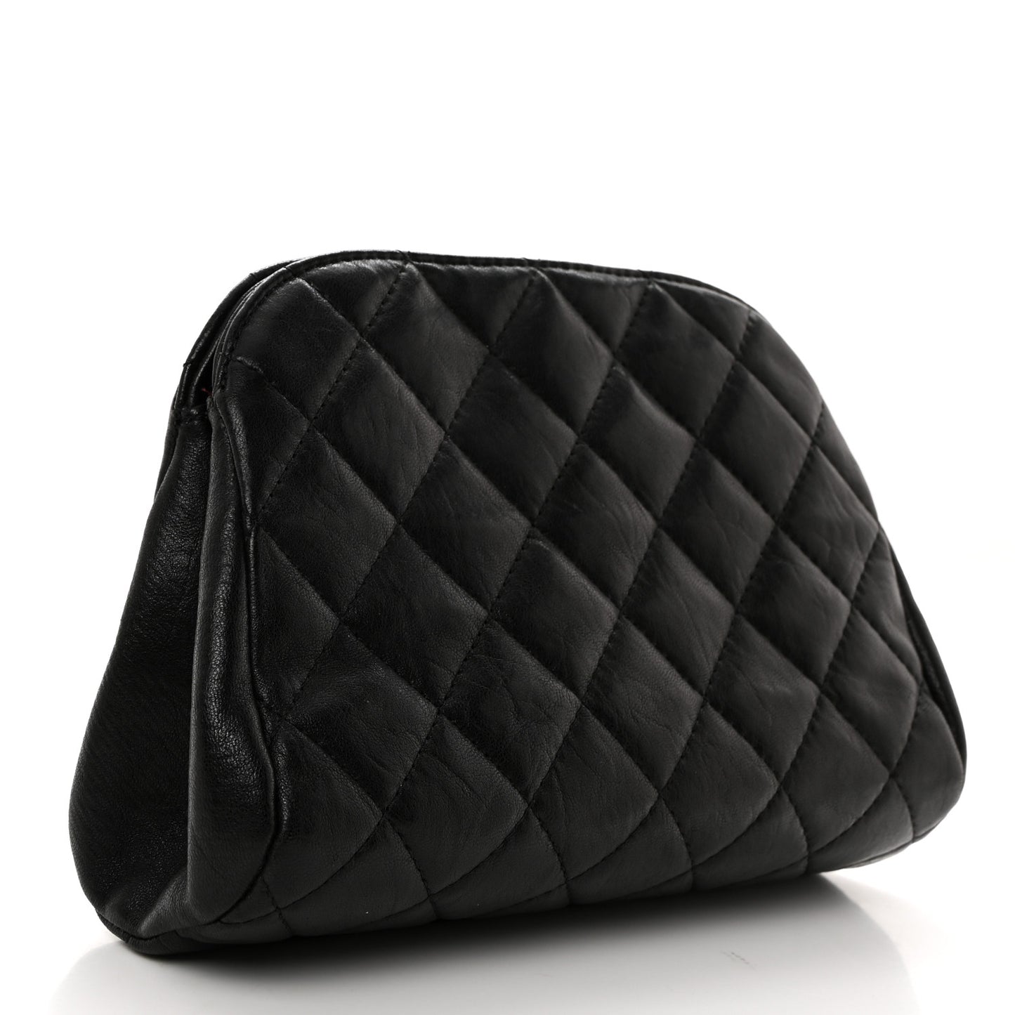 Lambskin Quilted Leo Lion Clutch Black