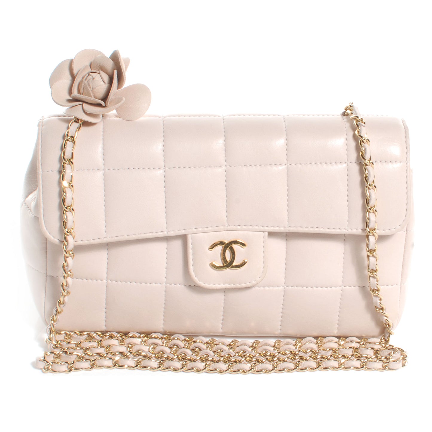 Lambskin Camellia Mini Flap Light Pink