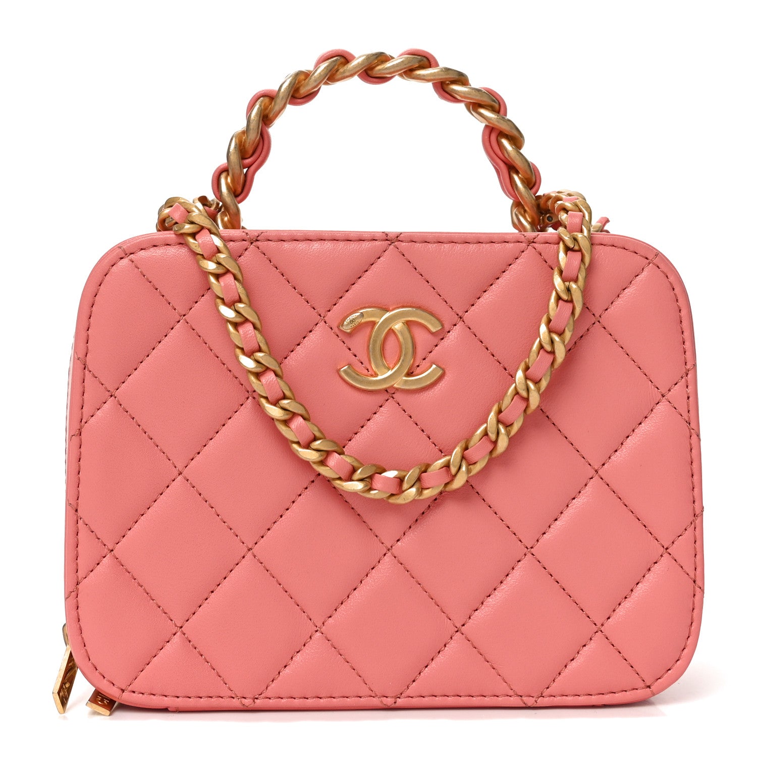 Chanel Lambskin Quilted Top Handle Small Vanity Case Pink 1 of 11