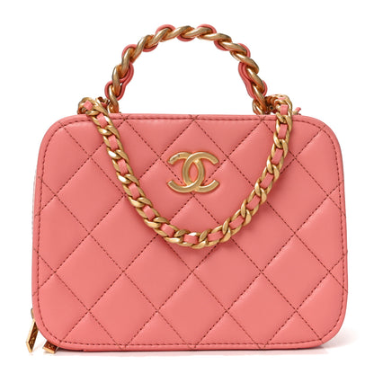 Chanel Lambskin Quilted Top Handle Small Vanity Case Pink 1 of 11