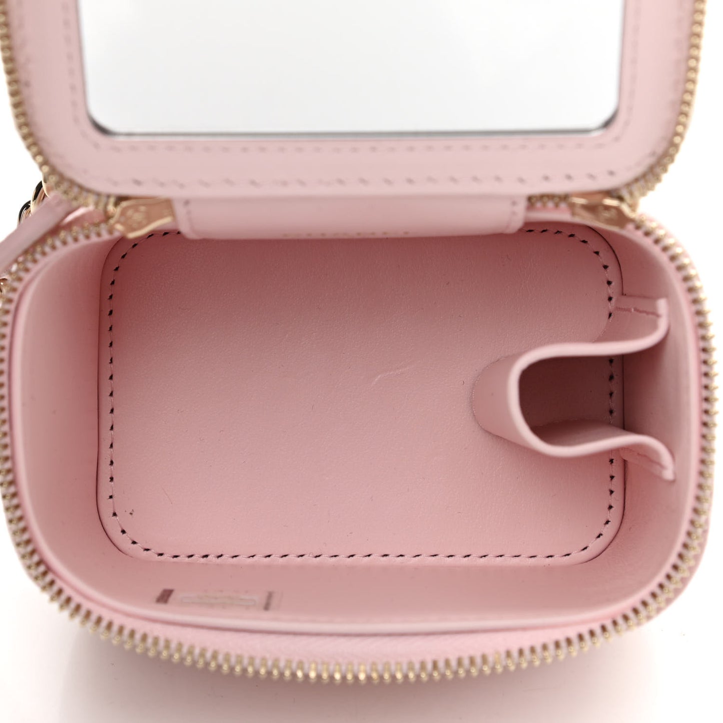 Caviar Quilted Mini Vanity Case With Chain Light Pink