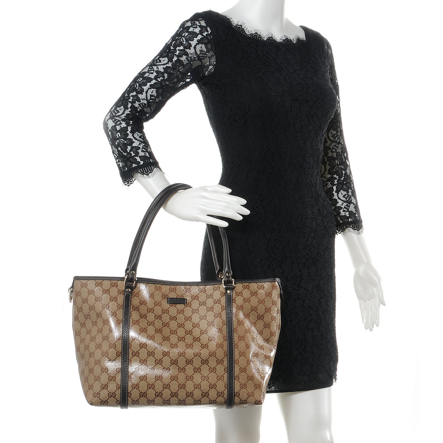 Crystal Monogram Medium Joy Tote Beige Ebony Testa di Moro