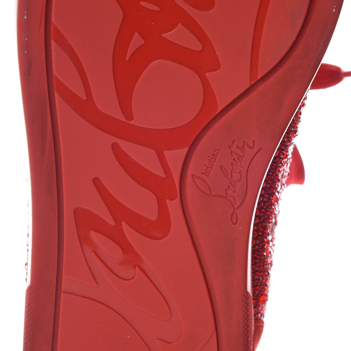 Veau Velours Strass Mens Louis Flat Sneakers 41 Red