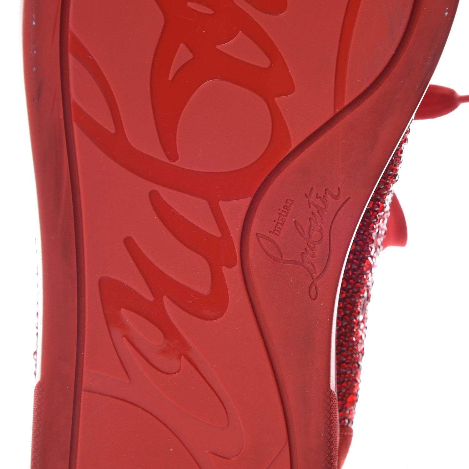 Christian Louboutin Veau Velours Strass Mens Louis Flat Sneakers 41 Red 8 of 18