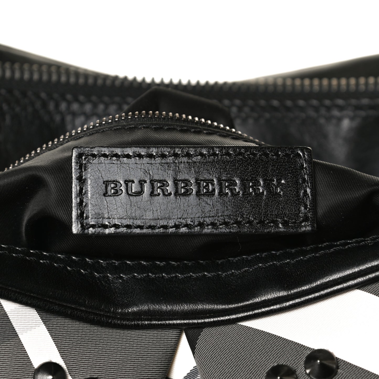 Nylon Beat Check Studded Satchel Black