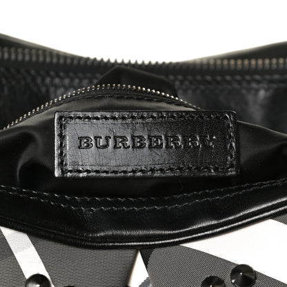 Burberry Nylon Beat Check Studded Satchel Black 6 of 18