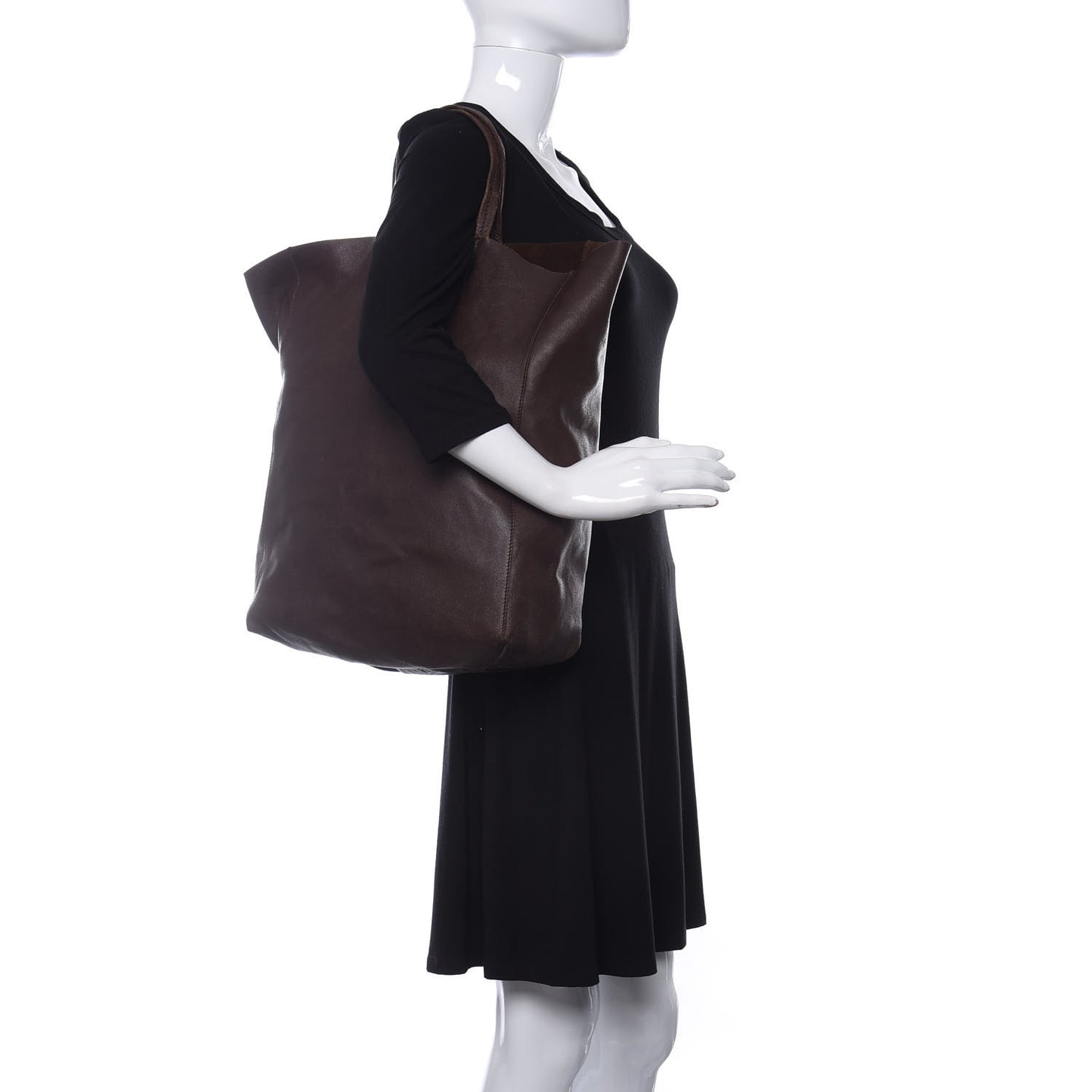 Lambskin Vertical Cabas Brown