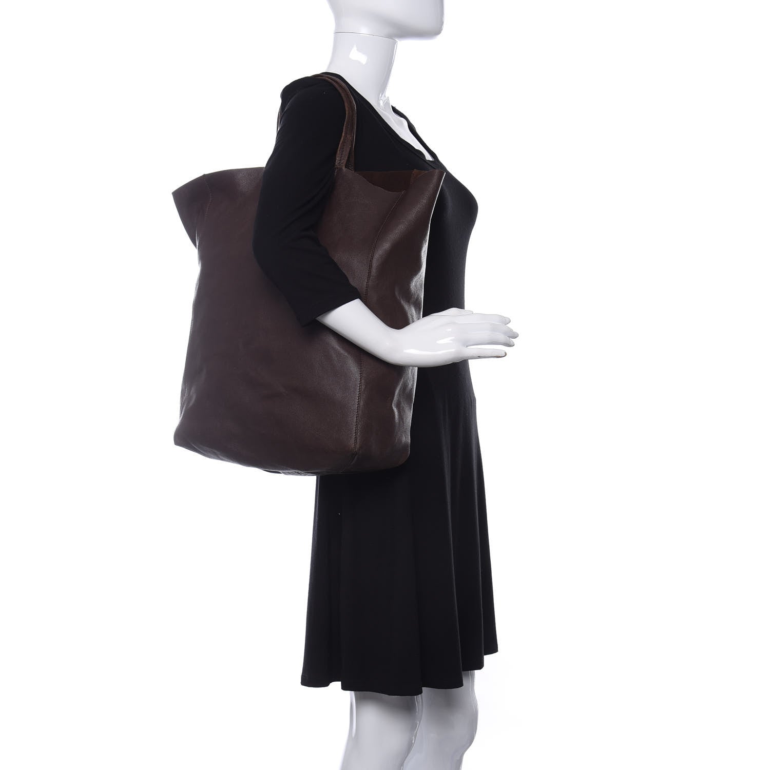 Celine Lambskin Vertical Cabas Brown 2 of 19