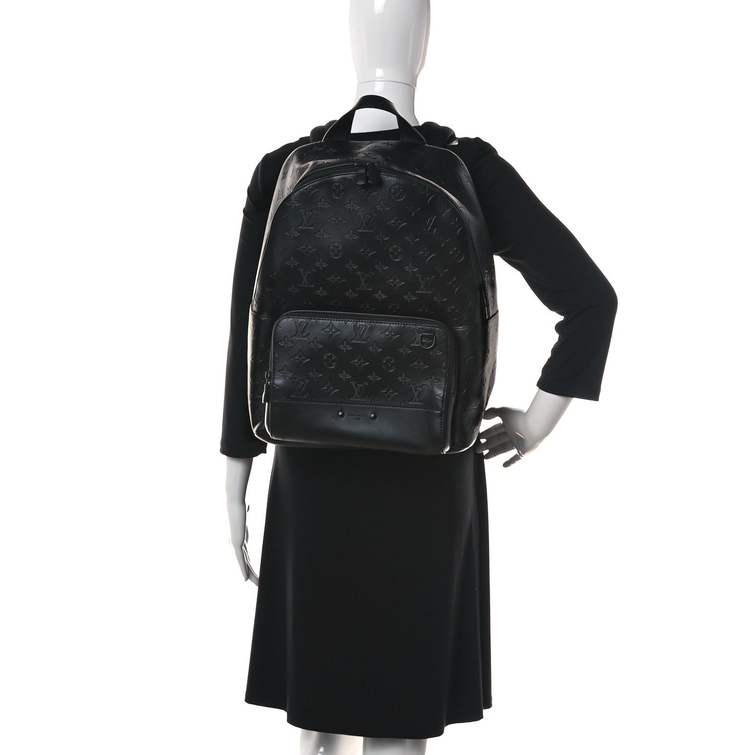 Louis Vuitton Calfskin Monogram Shadow Racer Backpack Black 2 of 13