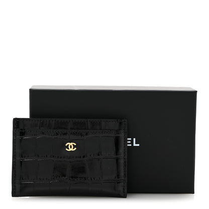 Chanel Calfskin Crocodile Embossed Crococo Card Holder Black 8 of 8