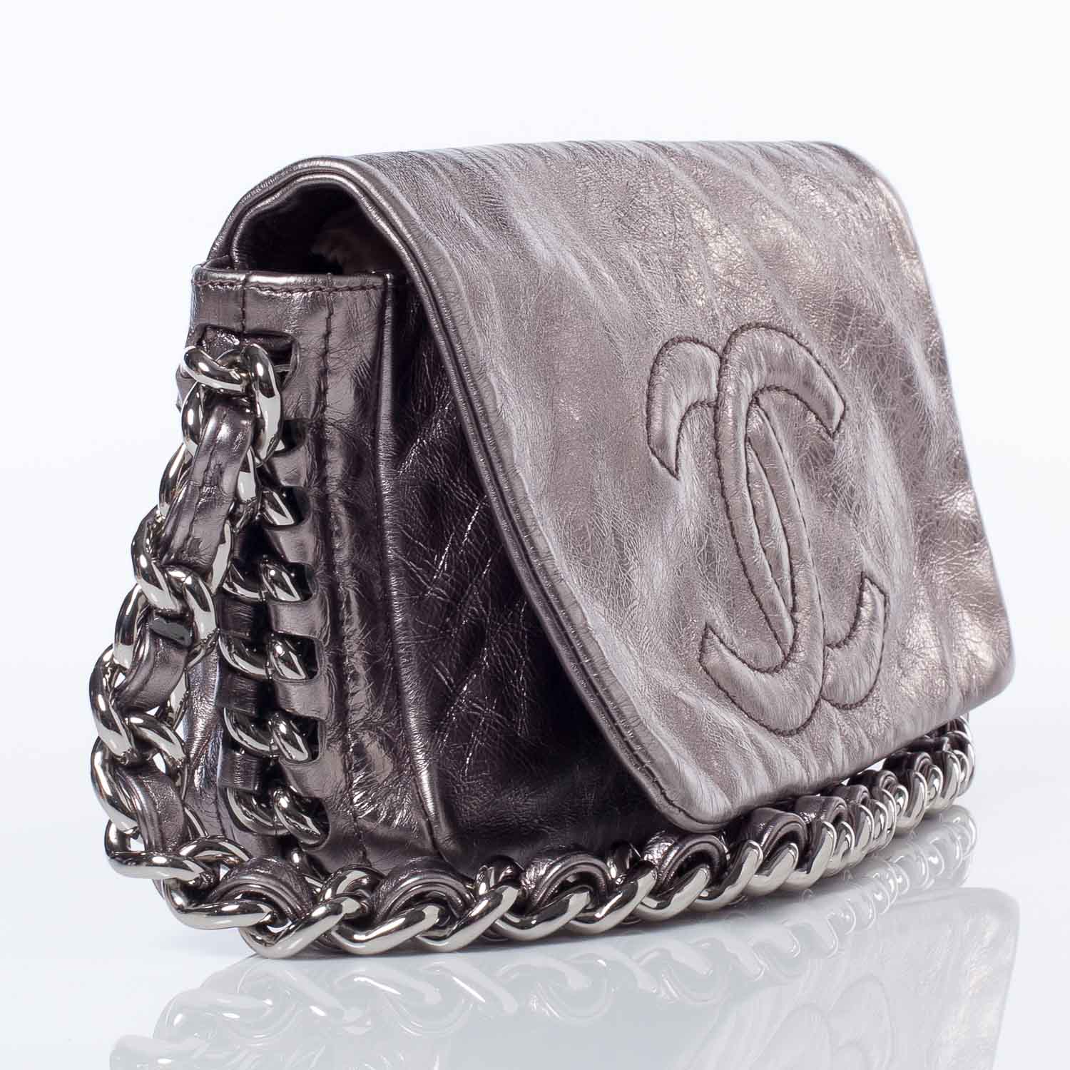 Chanel Leather Modern Chain Flap Bag Dark Silver 4 of 10