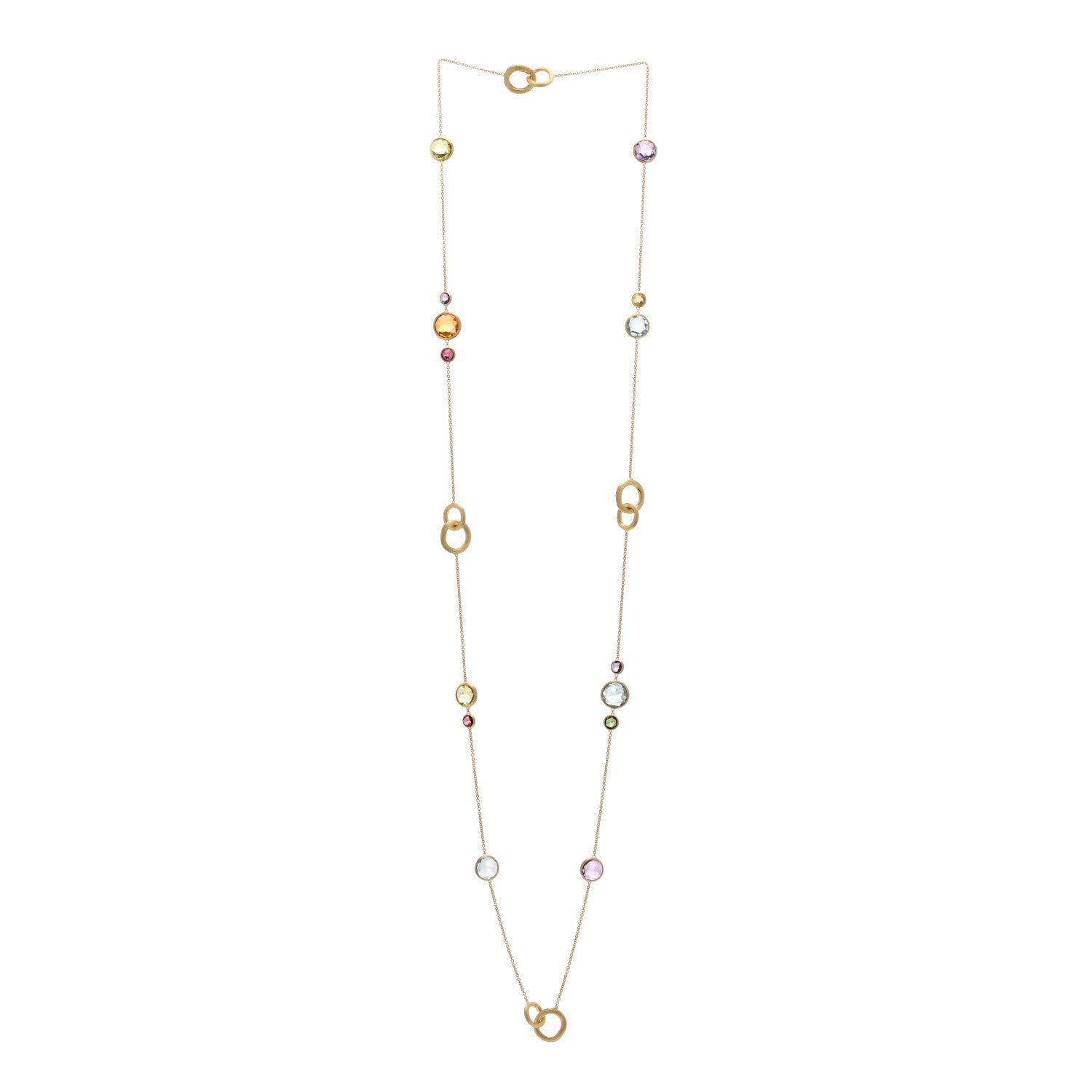 Marco Bicego 18K Yellow Gold Multi Gemstone Jaipur Long Station Link Necklace 3 of 6
