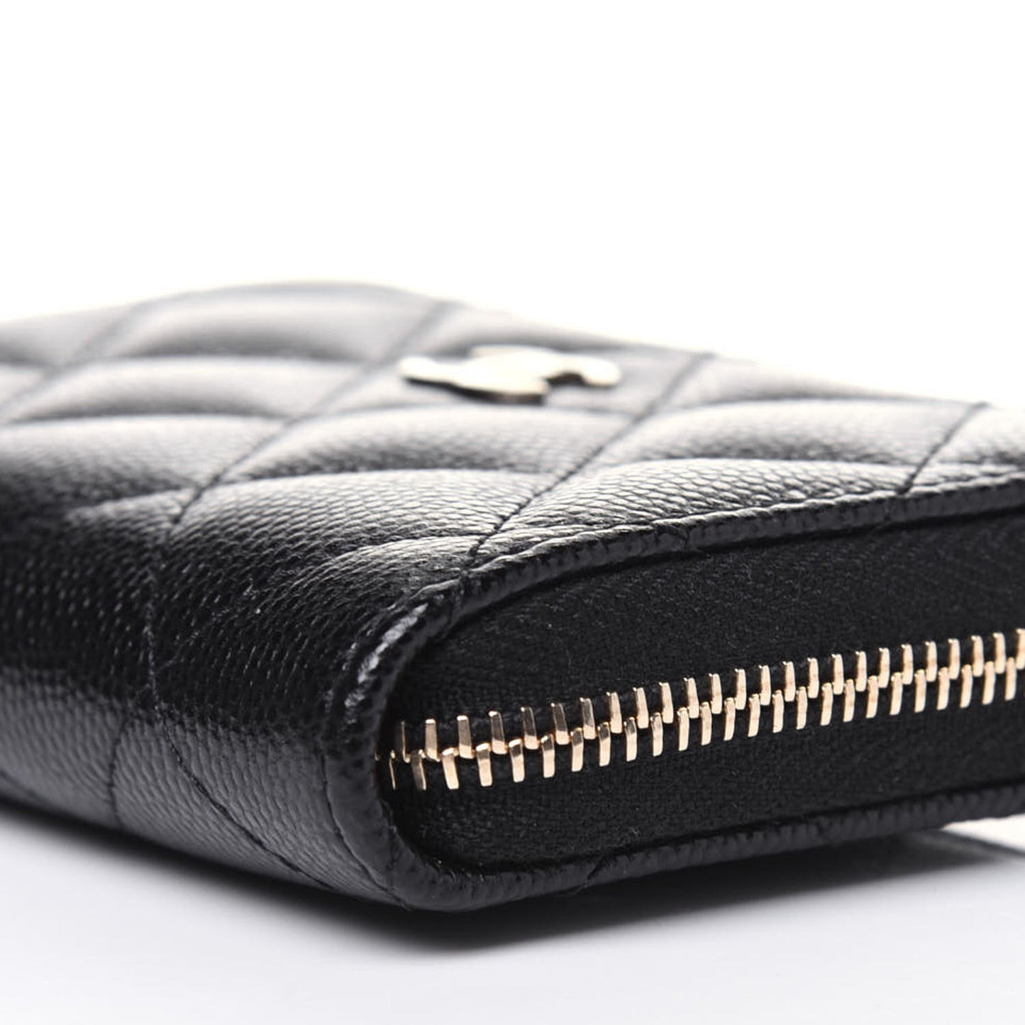 Caviar Quilted Zip Coin Purse Black