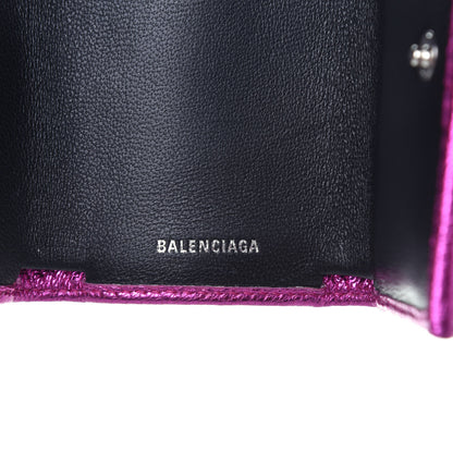 Balenciaga Metallic Goatskin Logo Mini Everyday Wallet Rose Fuchsia Black 6 of 8