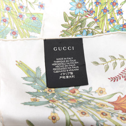 Gucci Silk Twill Nuovoflora Square Handkerchief Ivory Blue 5 of 5