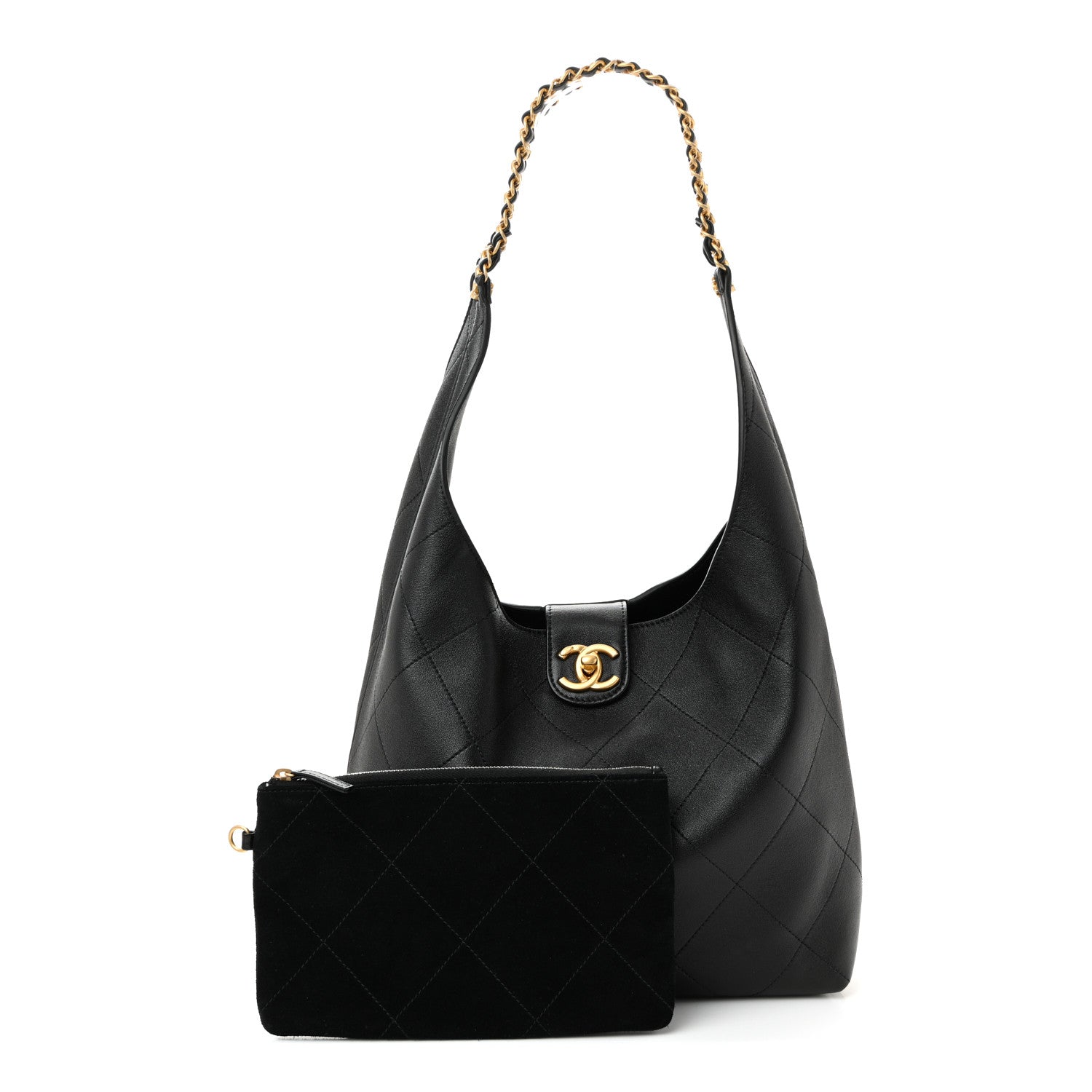 Chanel Shiny Lambskin Quilted Medium Hobo Black 6 of 21