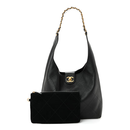 Chanel Shiny Lambskin Quilted Medium Hobo Black 6 of 21