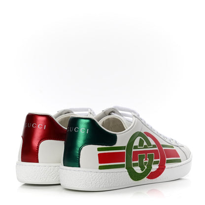 Gucci Calfskin Interlocking G Womens New Ace Sneakers 36 White Red Flame Green 3 of 4