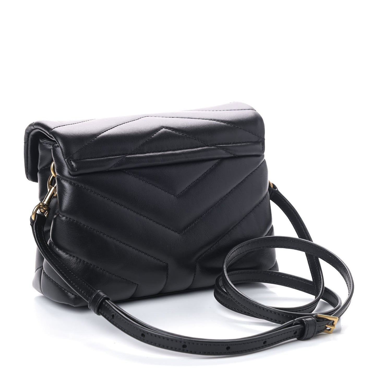 Calfskin Y Quilted Monogram Toy Loulou Crossbody Bag Black