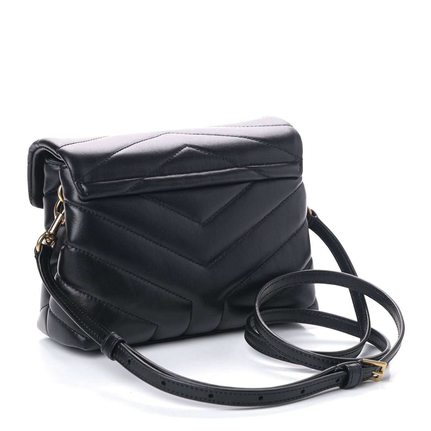 Saint Laurent Calfskin Y Quilted Monogram Toy Loulou Crossbody Bag Black 2 of 8