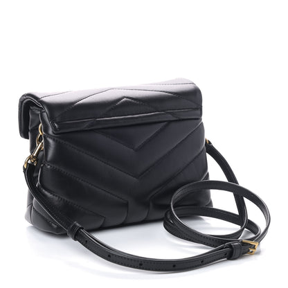 Saint Laurent Calfskin Y Quilted Monogram Toy Loulou Crossbody Bag Black 2 of 8