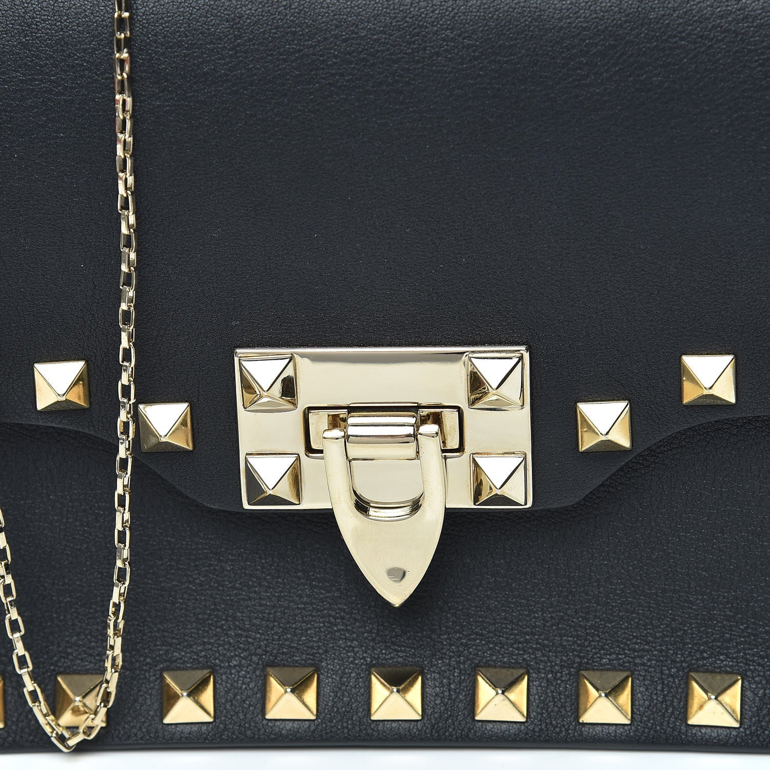 Valentino Garavani Vitello Rockstud Flip Lock Chain Crossbody Bag Black 10 of 11