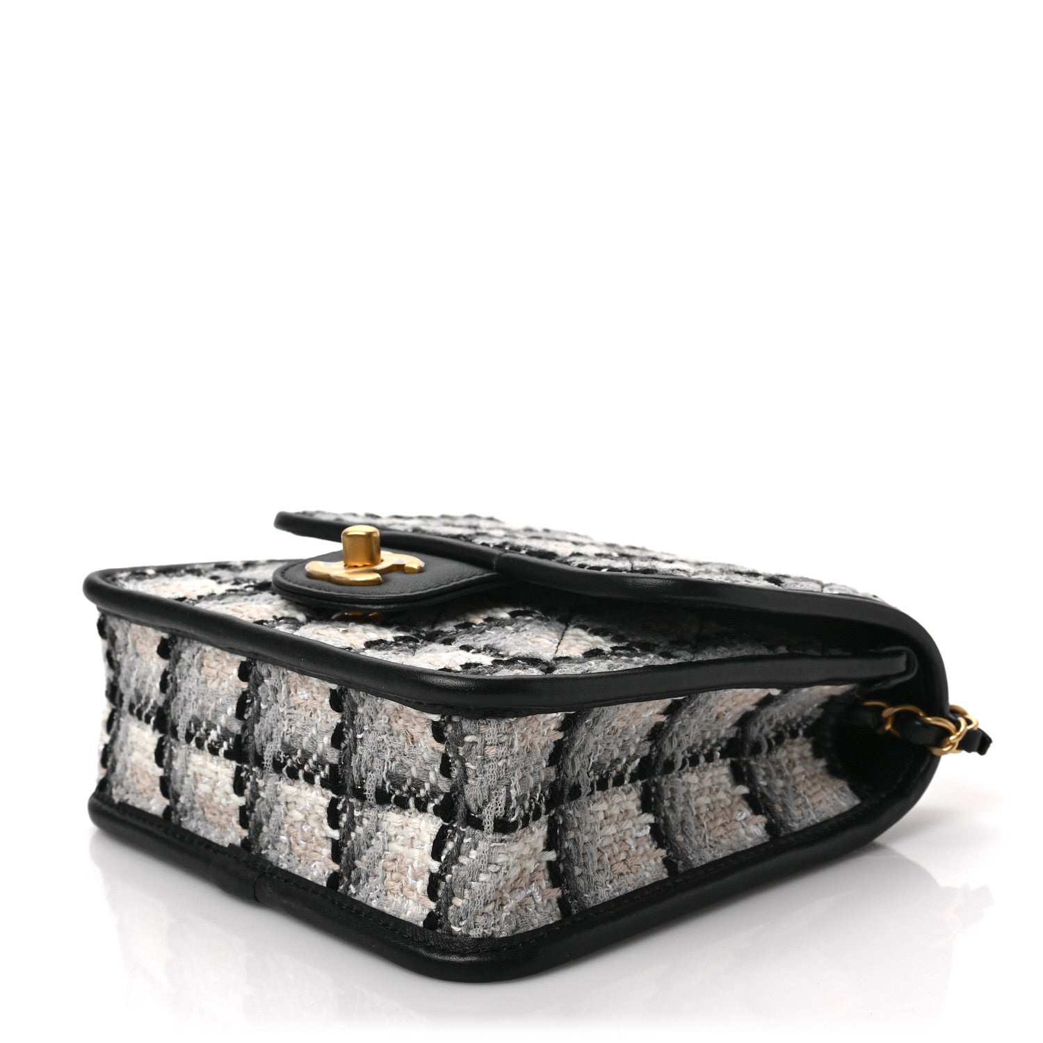 Chanel Tweed Calfskin School Memory Mini Top Handle Flap Ecru Grey Beige Black 8 of 8