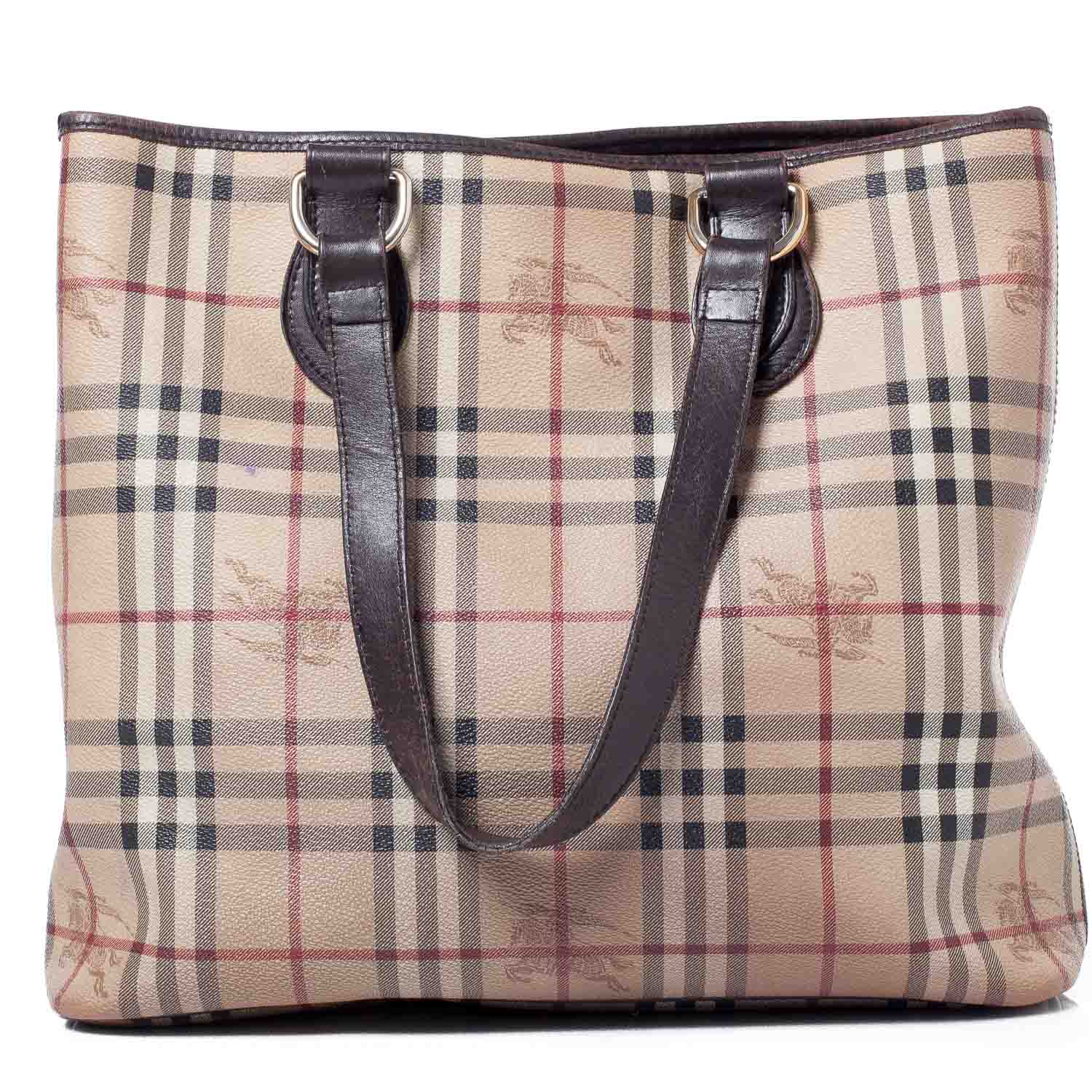 Burberry Haymarket Check Large Tote Brown 1 of 8