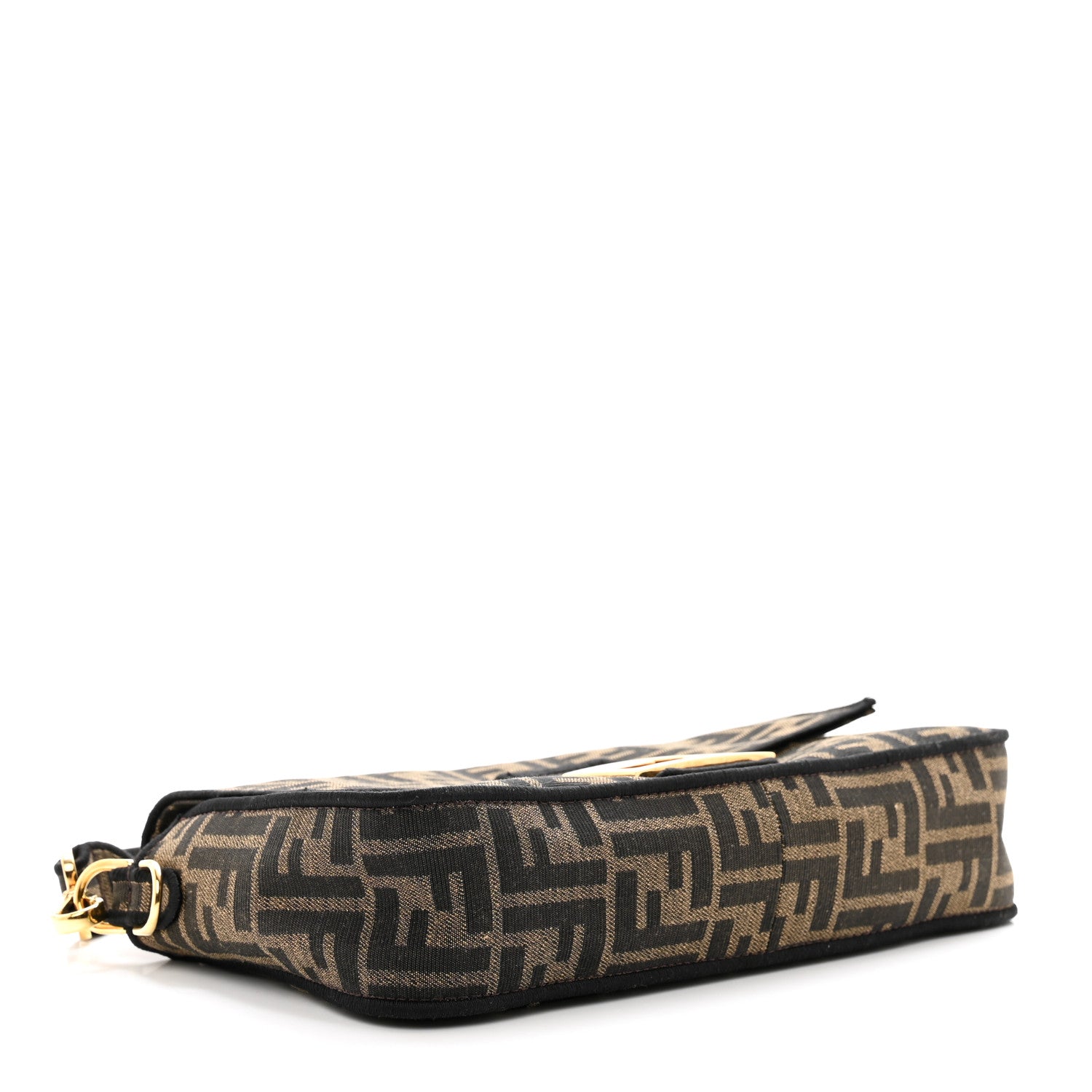 Fendi Fabric Jacquard FF 1974 Medium Baguette Tobacco Moro Black 4 of 9