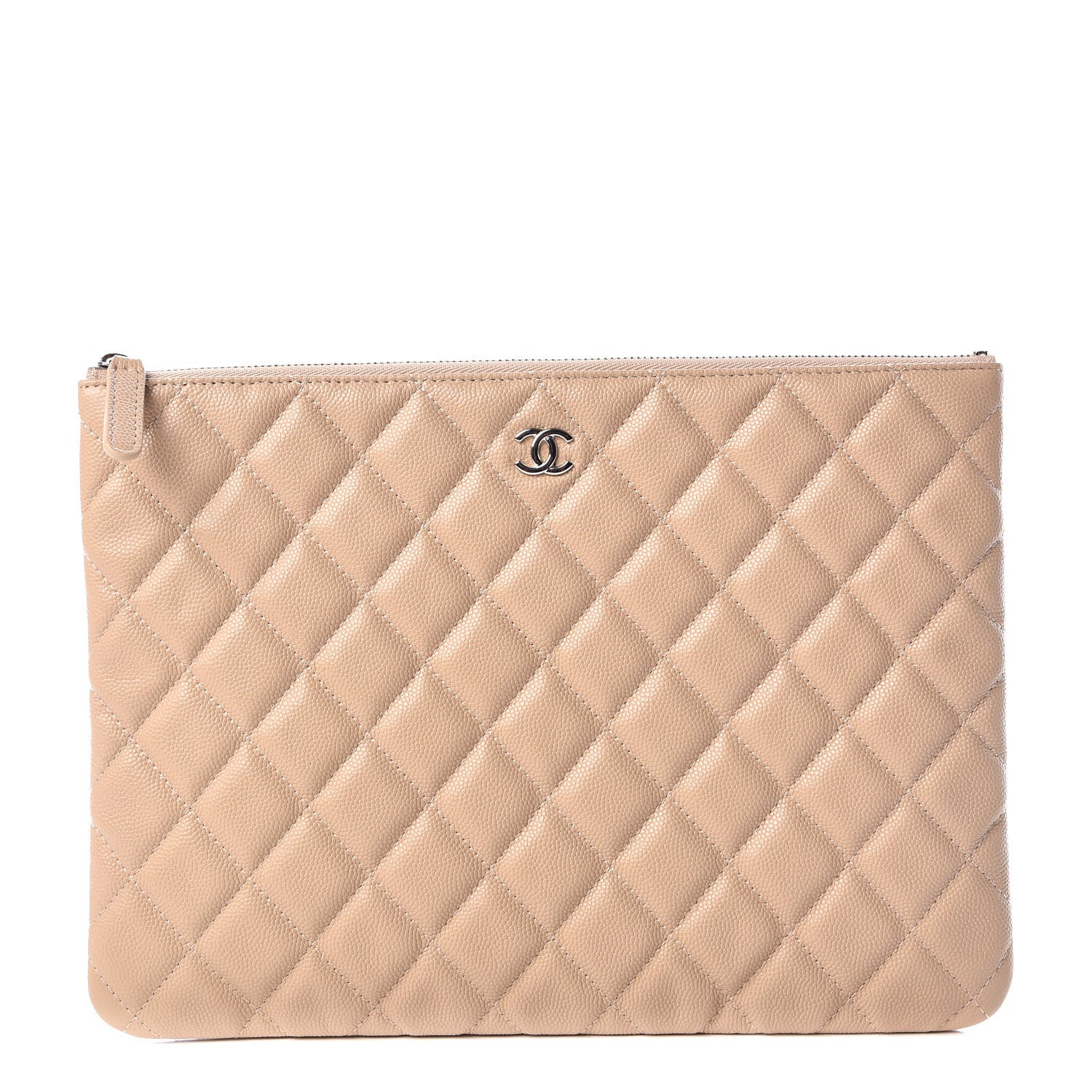 Chanel Caviar Quilted Medium Cosmetic Case Beige 1 of 10