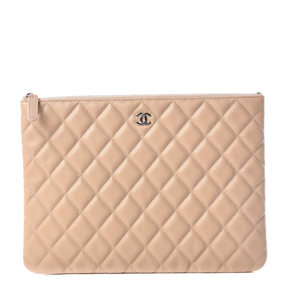 Chanel Caviar Quilted Medium Cosmetic Case Beige 1 of 10