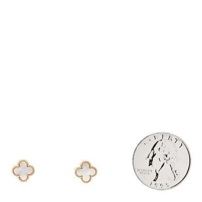 Van Cleef & Arpels 18K Yellow Gold Mother of Pearl Sweet Alhambra Earrings 2 of 5