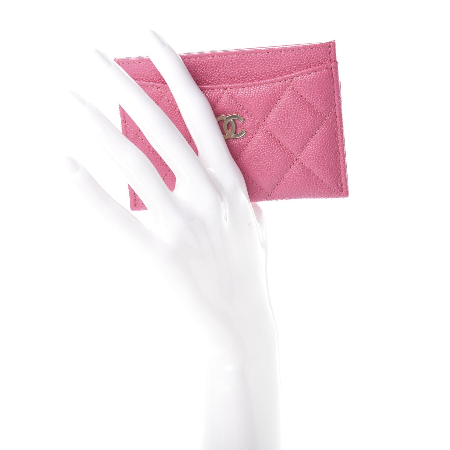 Caviar Quilted Card Holder Pink