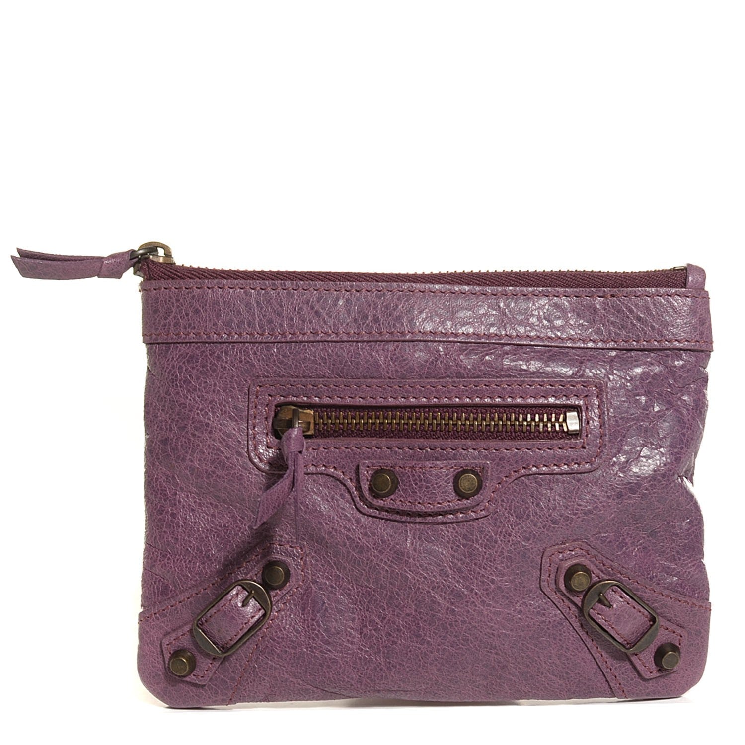 Balenciaga Agneau Classic Hardware M Porte-Monnaie Coin Purse Murier 1 of 10