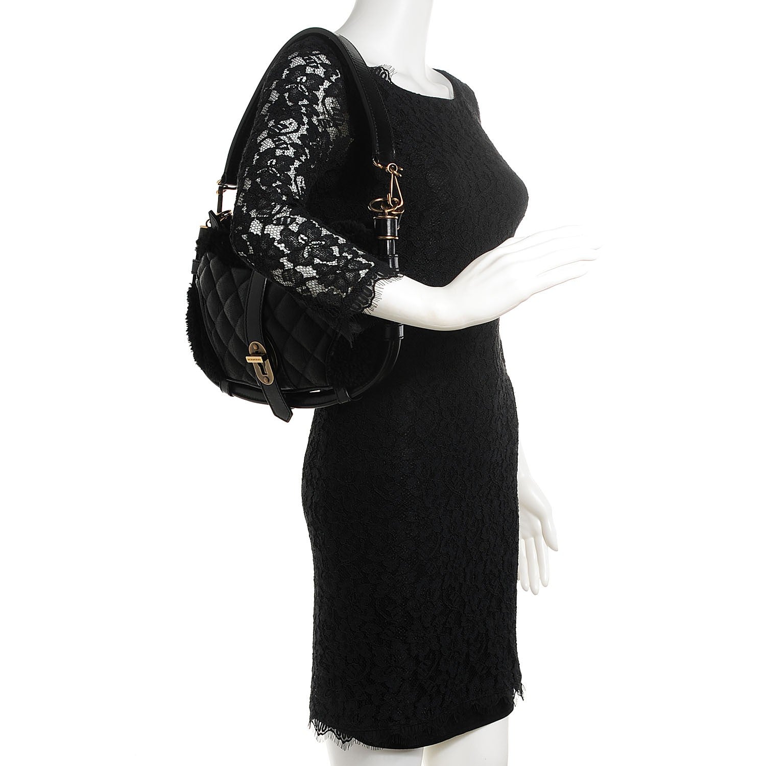 Burberry Sheepskin Quilted Shearling Small Cadet Black 2 of 13